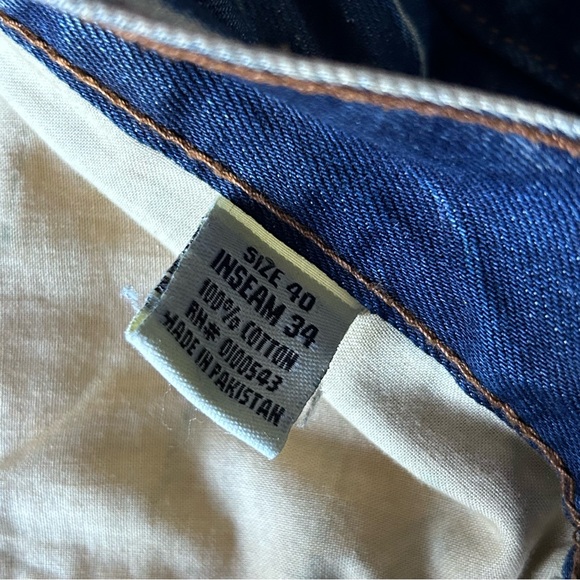 Evolution In Design Men’s Size 40x34 Dark Acid Wash Faded Ripped Jeans Blue - Picture 3 of 8